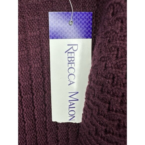 Rebecca Malone Dark Ruby Purple Knit Longline Cardigan Sweater Size XL - Picture 4 of 9